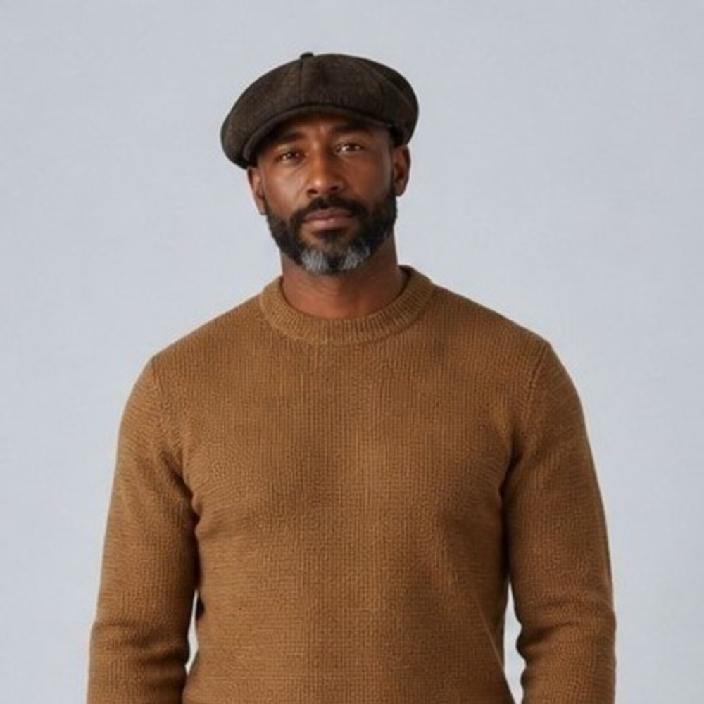 Vintage Brown Newsboy Baby Alpaca Wool Hat Cabbie Baker Boy Cap Italian